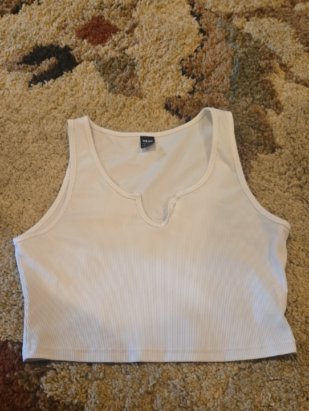 wild fable White Ribbed Notch-Neck Crop Tank